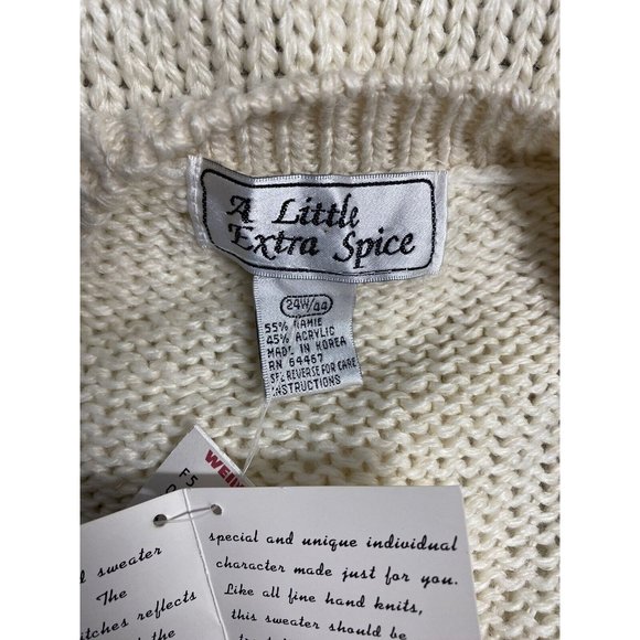 Vintage NWT A Little Extra Spice Womens Knit Sweater Button Up V Neck 24W/ 44 - Picture 8 of 11